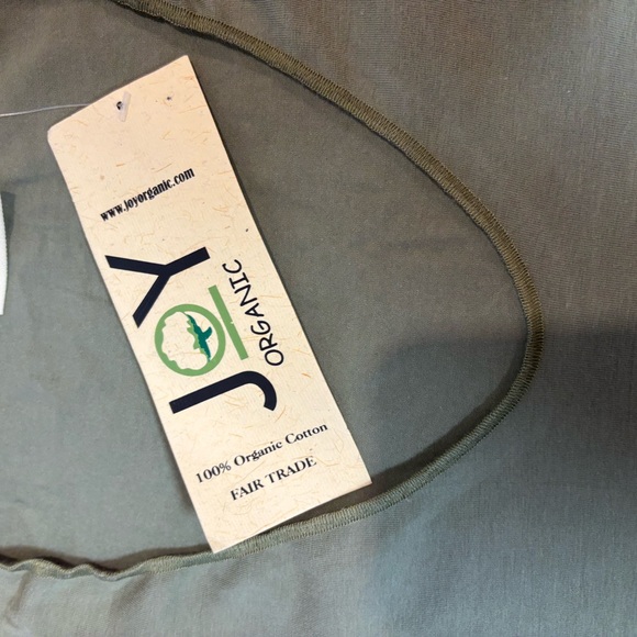 JOY ORGANIC 100% organic cotton vneck army green cap sleeve t-shirt. SOFT. NEW. - Picture 7 of 8